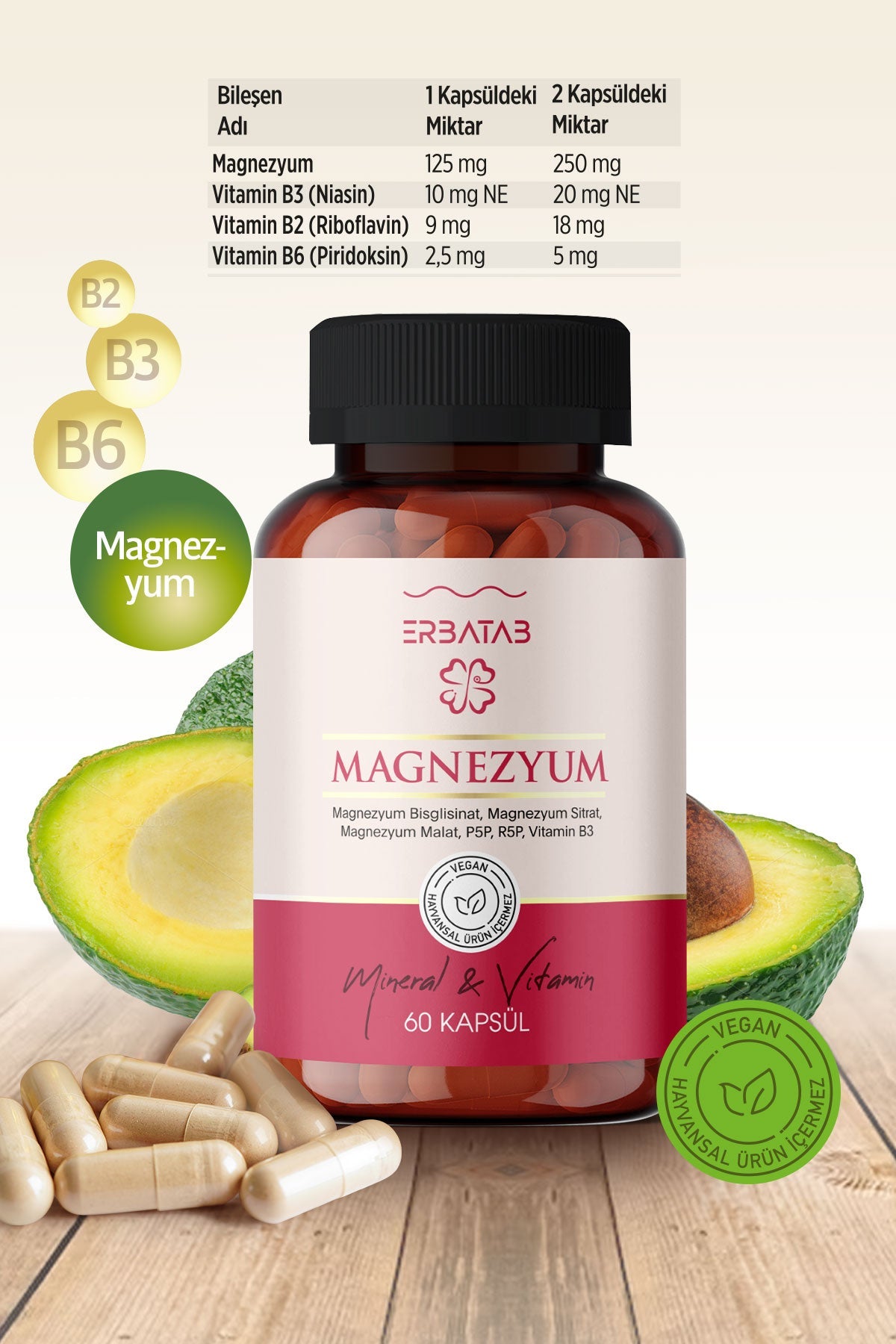 Erbatab Magnesium Triple Form + B-vitamines