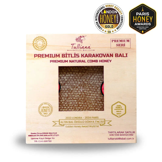 Tulliana Premium Polyflorale (meerbloemige) biologische Bitlis honingraat 1200-1300 g (winnaar van de Golden Honey Award)