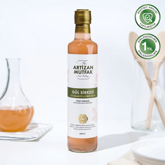 Handgemaakte Rozenazijn – Natuurlijke fermentatie, met biologische honing – 100ml & 500ml